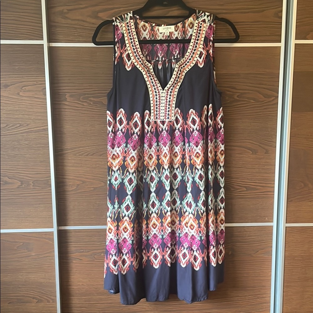 Umgee Sleeveless Geometric Print Dress